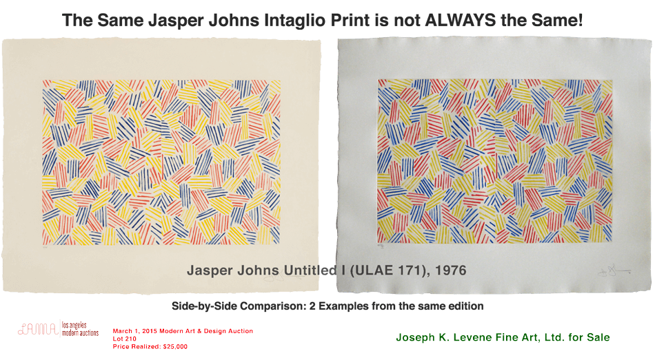 Jasper Johns Untitled I ULAE 171, 1976 comparison