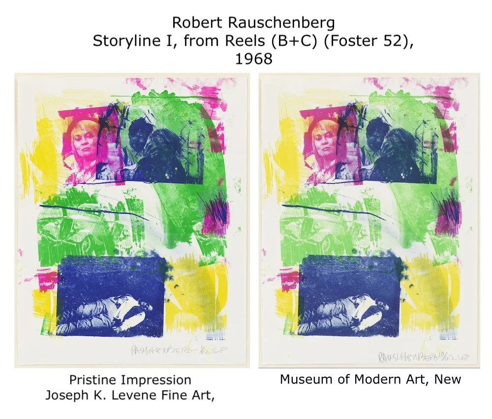 Robert Rauschenberg Storyline I from Reels (B+C), 1968 Condition comparison