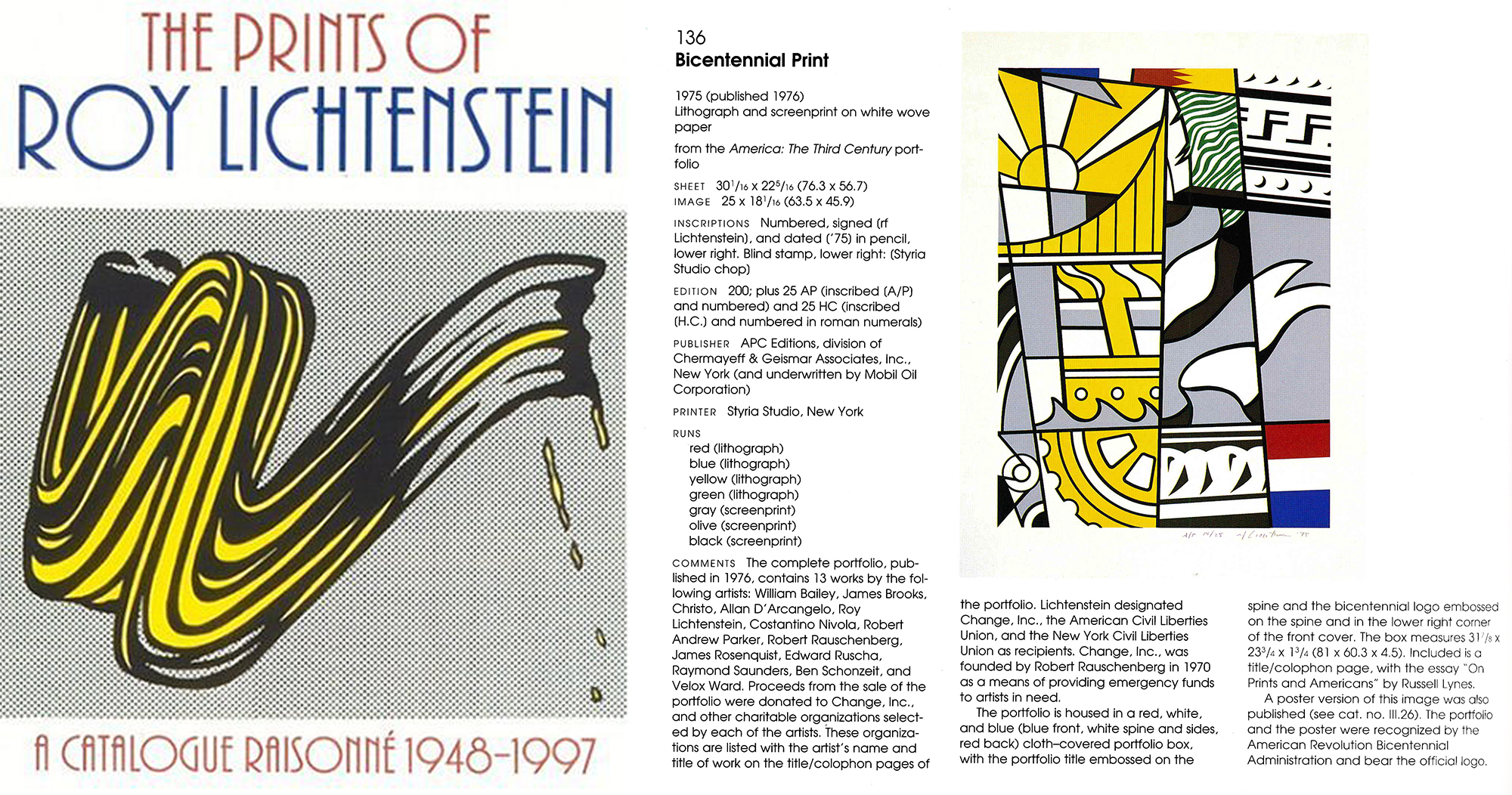 Roy Lichtenstein | Bicentennial Print | Iconic Color Screenprint